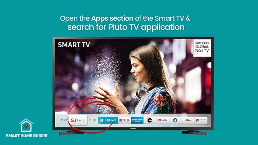 Open the Apps section of the Smart TV and search for the Pluto TV application