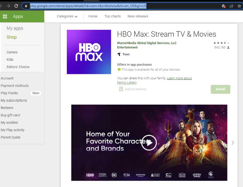 Download the HBO Max app from the Google Play Store on the Android phone. 